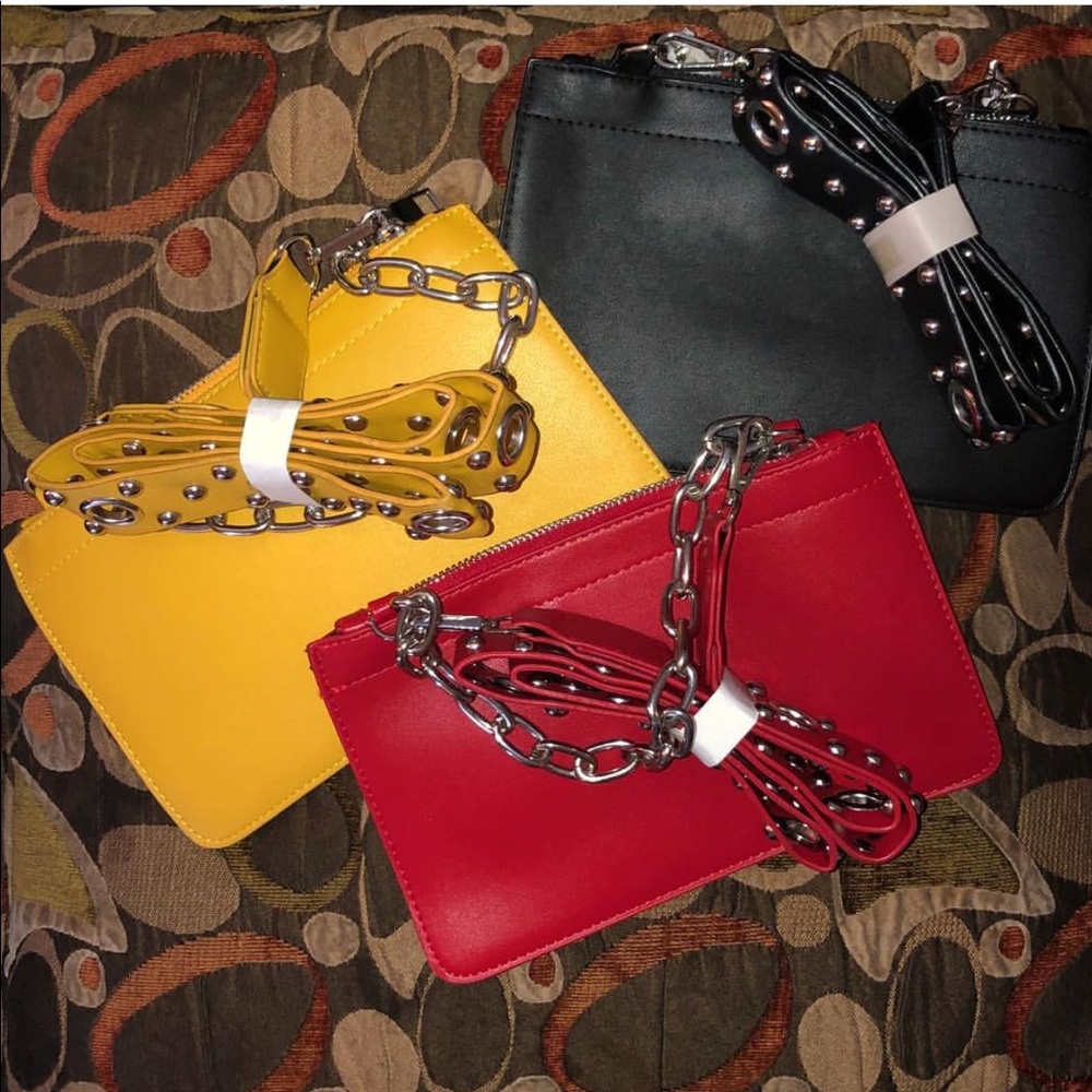 Yellow Eyelet Studded Crossbody
